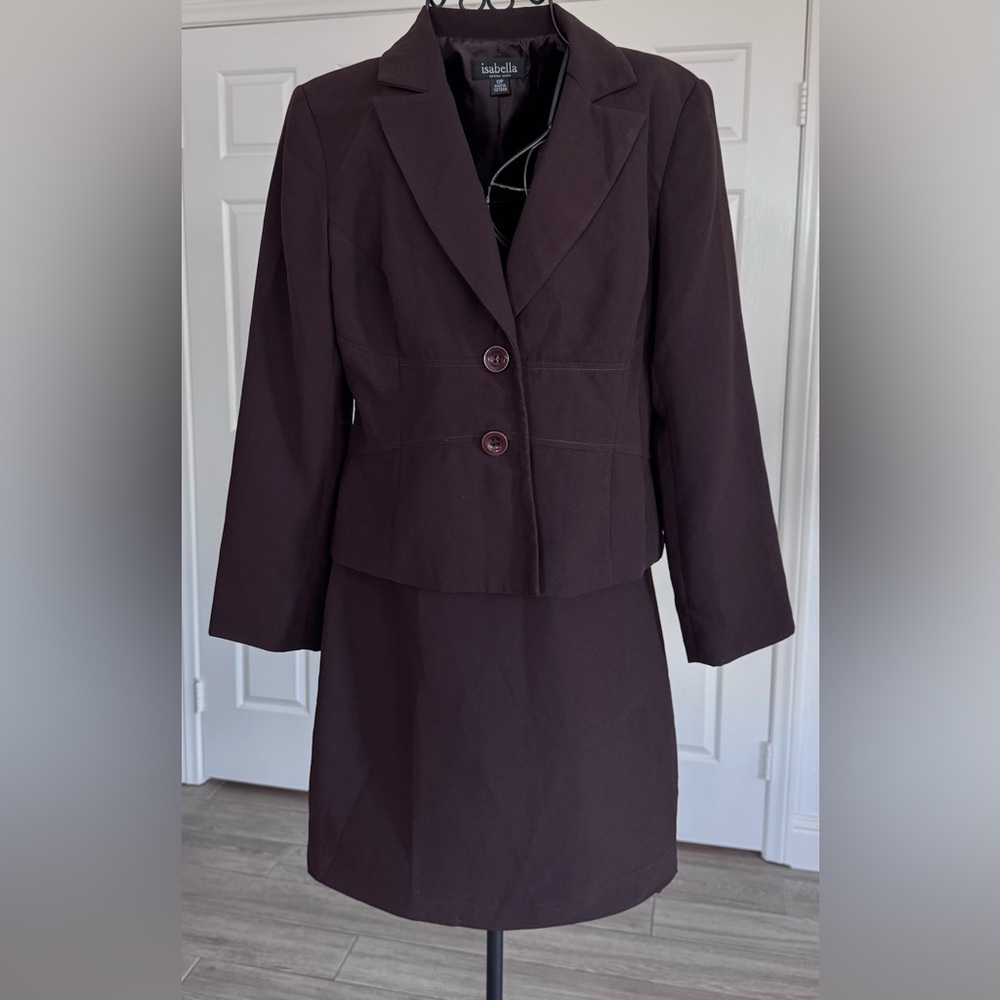 Elegant Dark brown Blazer and Skirt Set